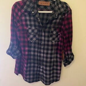 Plaid Button-Up Shirt